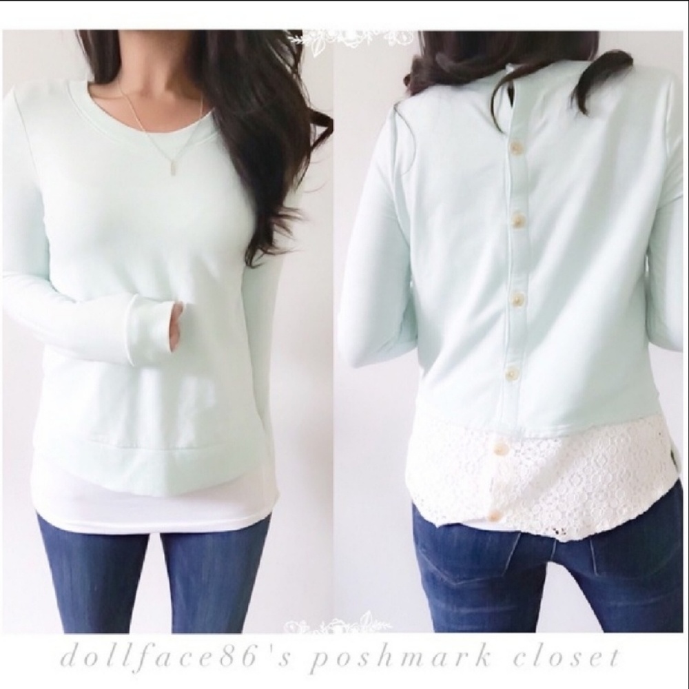 Saturday Sunday Lace Button Back Sweater - Picture 2 of 5